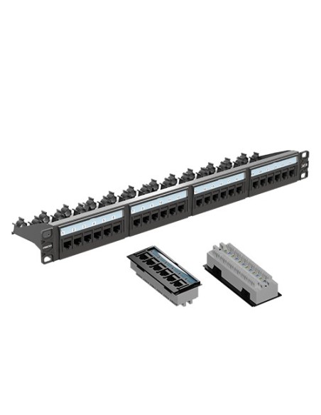 Patch panel 1 U 24 puertos Cat. 6A UTP, modelo GIGALAN 500+